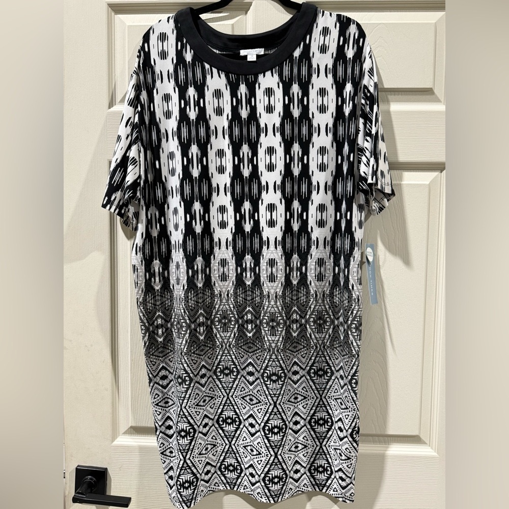 London Times Monochrome Abstract Dress